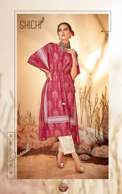 Kaya By Shichi Fancy Printed Kaftan Style Kurti With Bottom